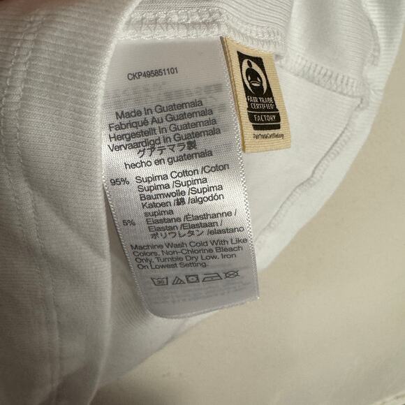 Madewell Regenerative Cotton Essential High-Neck Tank SZ M White Ribbed Stretchy - Picture 7 of 8